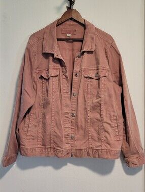 Women's Maurices Button-Front Denim Jacket, 3X, Dusty Rose